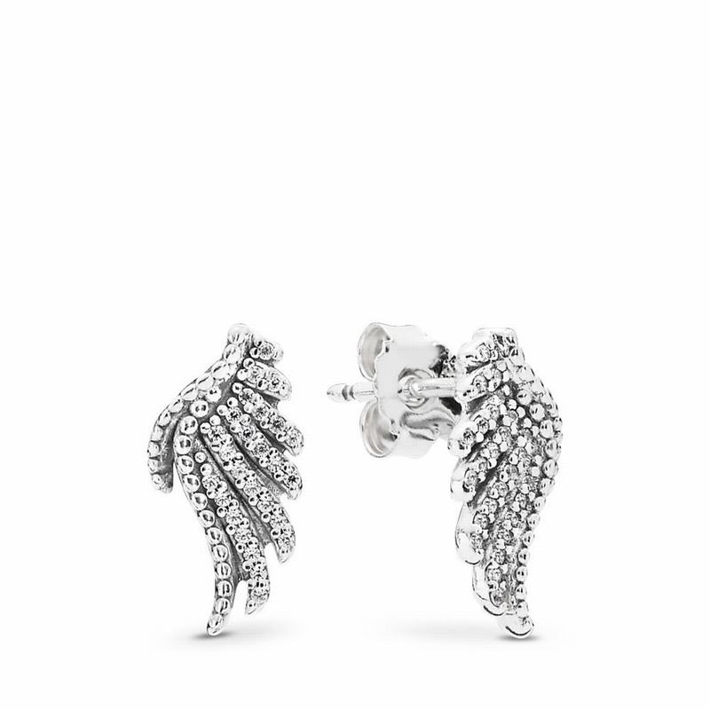 Pandora Majestic Feathers Stud Earrings Ireland - Sterling Silver/Cubic Zirconia - 061985EUD